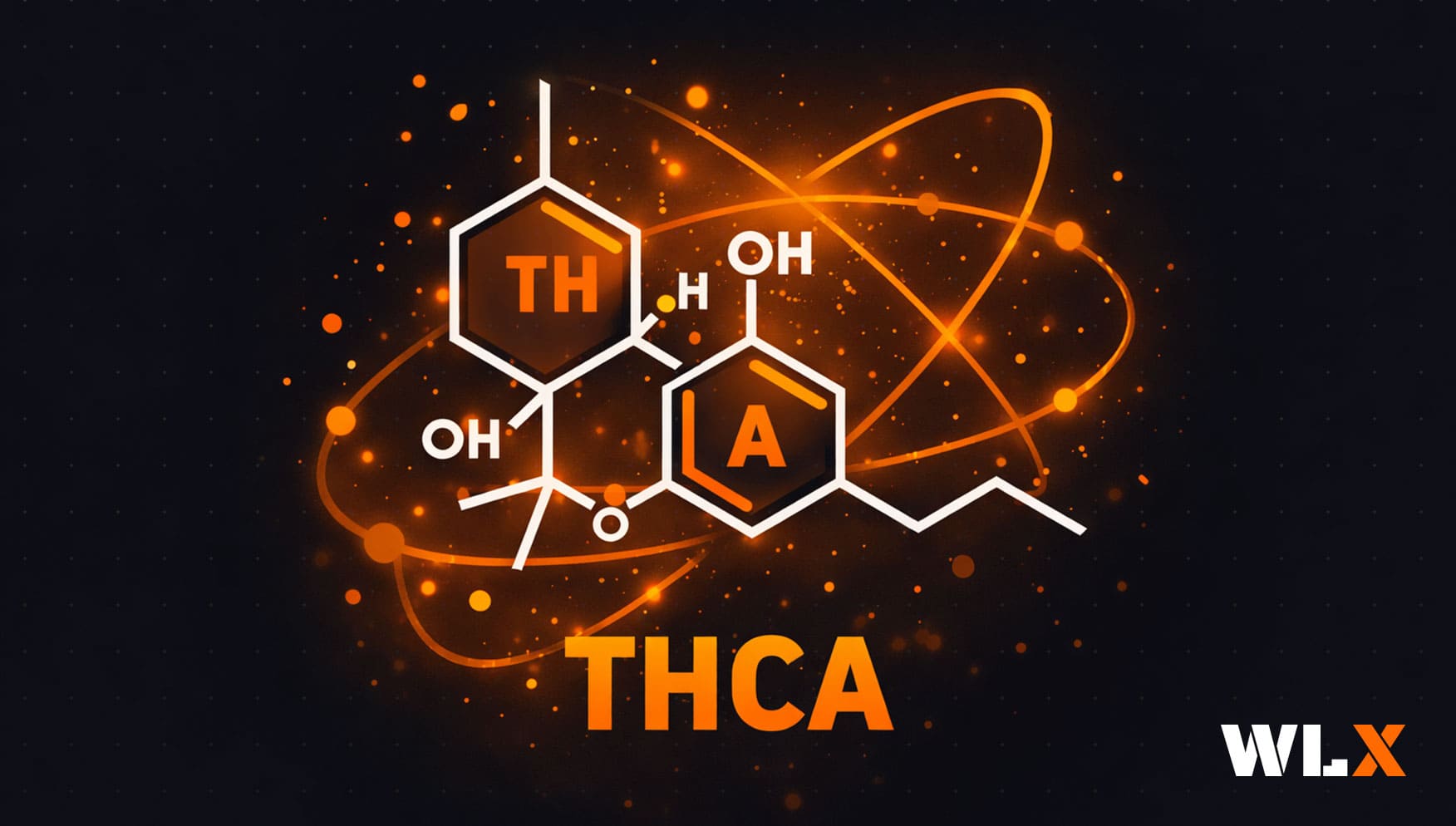 THCa molecular structure for cannabis products and effects.