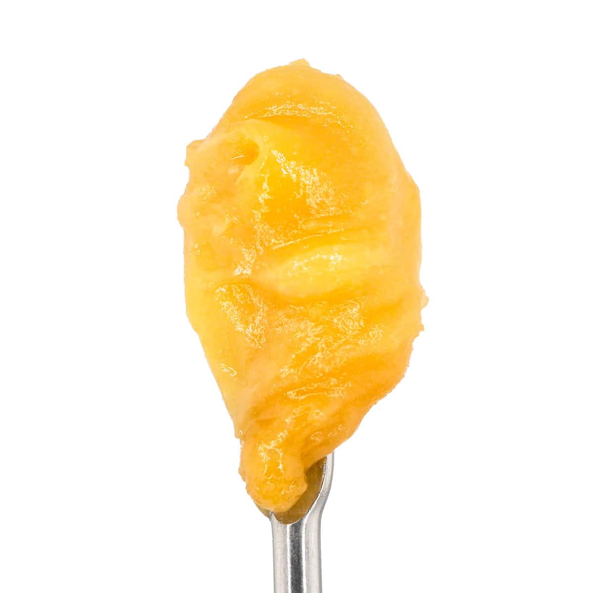 THCa concentrate in a spoon, Papaya Punch flavor, White Label Exotics.