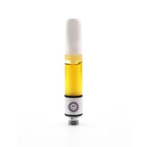 THCa vape cartridge from White Label Exotics with Grandaddy Purple strain.