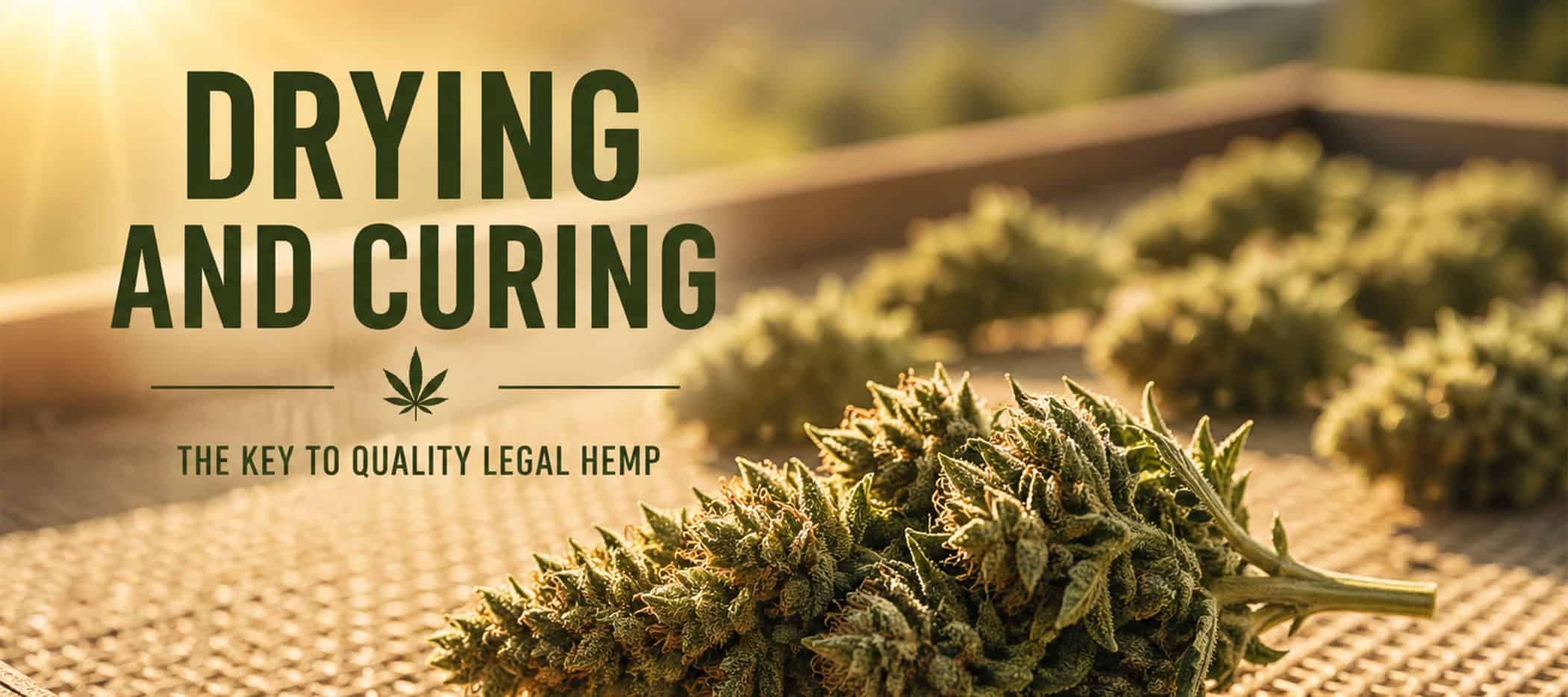 Drying and Curing THCa Flower: The Complete Guide — fresh-cut hemp branches hanging in a controlled drying environment