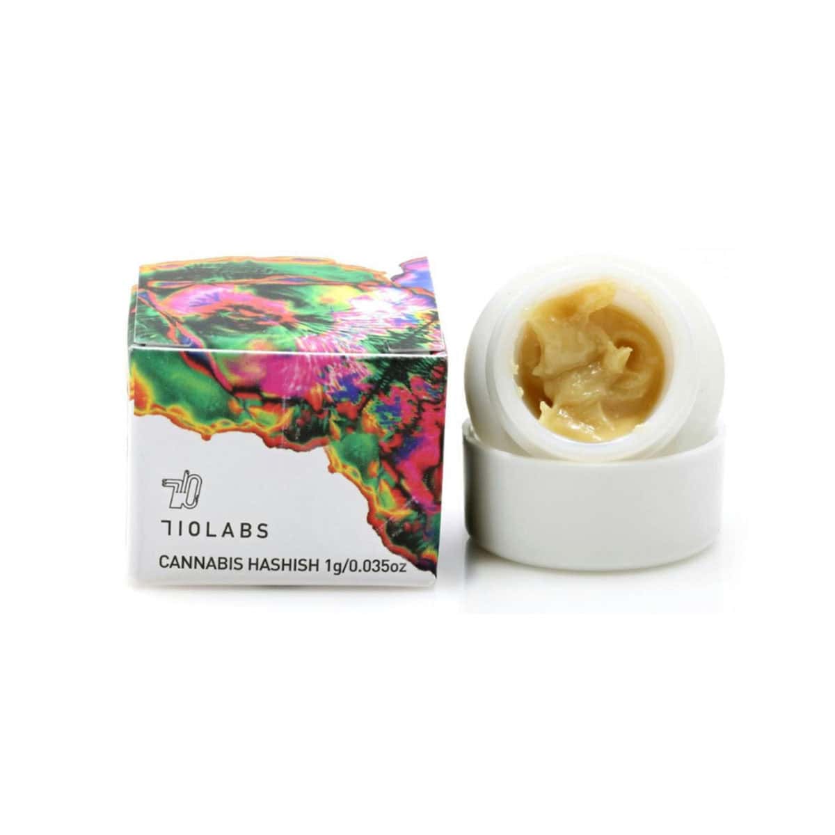 710 LABS hashish 1g container with colorful packaging for THCa.