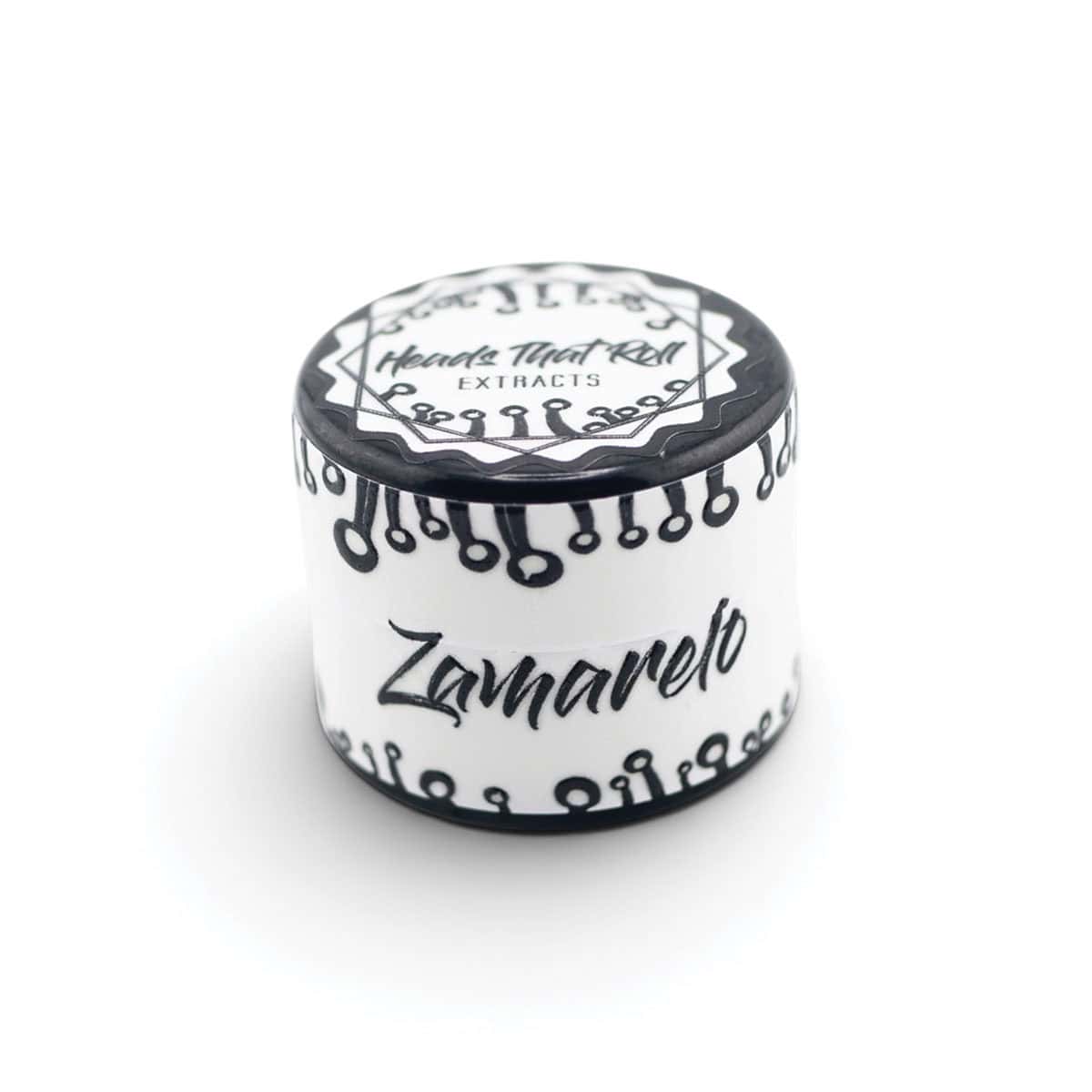 Zamarelo 2G THCa extract container with black and white design.